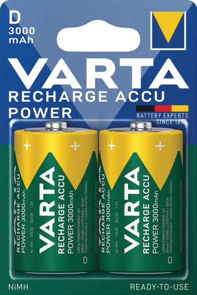 VARTA Hleðslurafhlöður D 3000mAh 2 stk