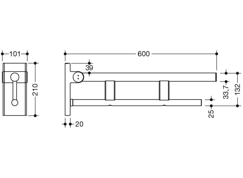 HEWI Slá LYFTI DUO Svört 900.50.10160 900 Línan - Image 3