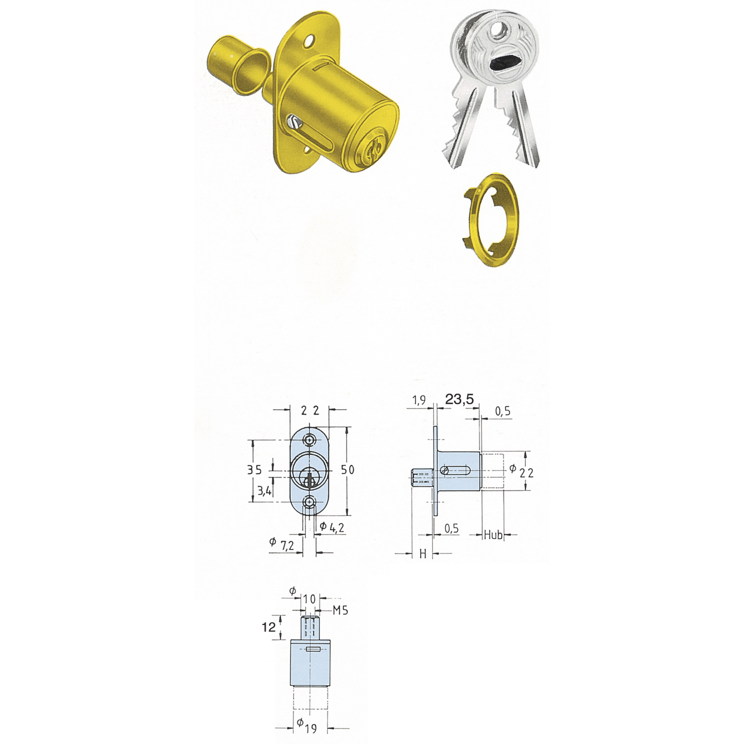 JUNIE Húsgagnalæsing 2960.23010 Messing - Image 2