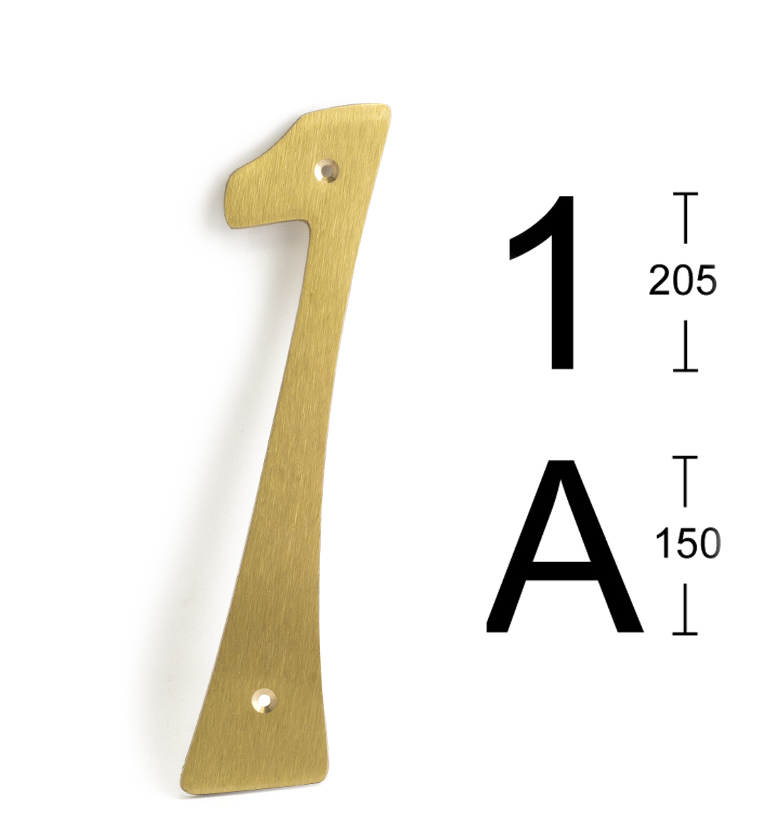 SIBES Húsnúmer nr 1 573 MP1 Mattmessing 205mm