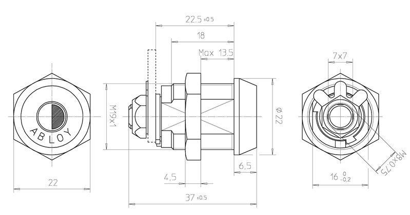 ABLOY Spaðalás fyrir spaða CL100C 37mm -án spaða- - Image 2