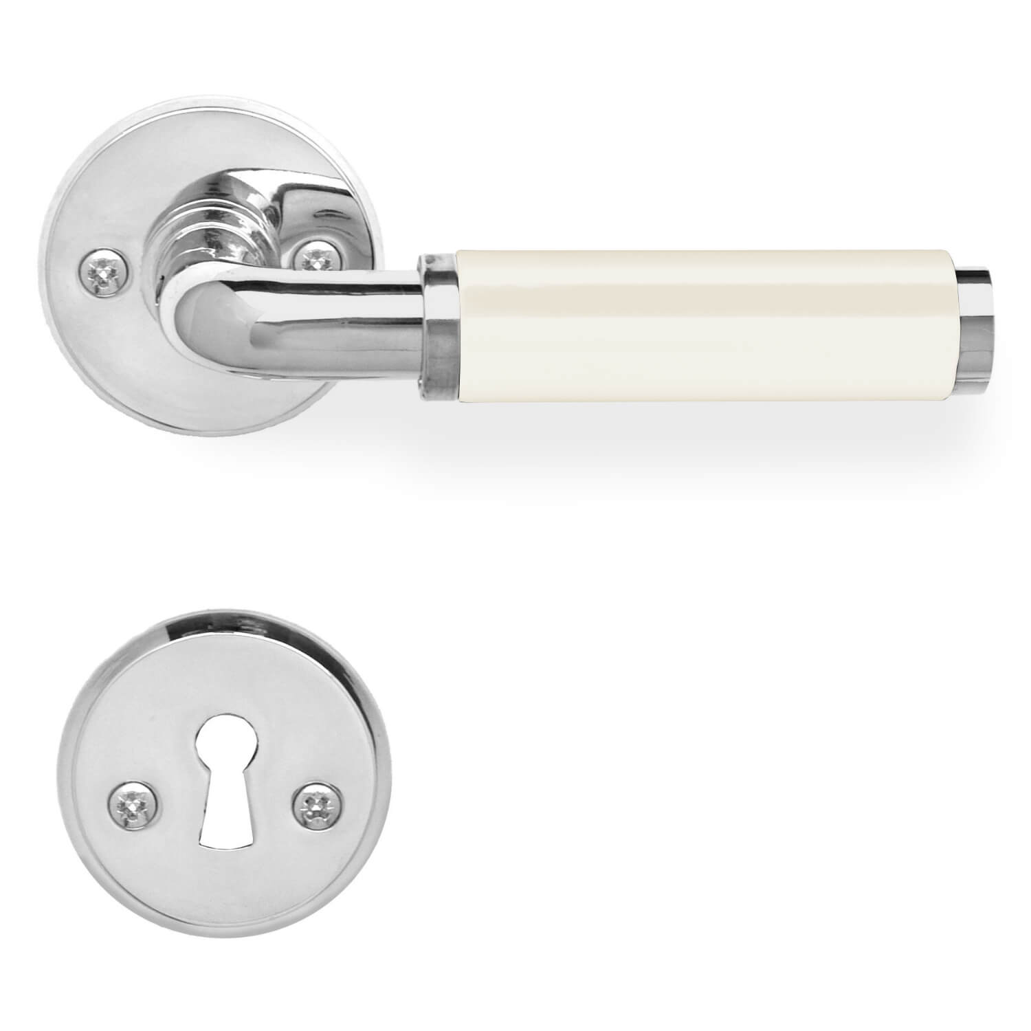 SIBES Hurðarhandfang Malmö Króm/Hvítt 383 Fyrir ASSA og Boda læsingar