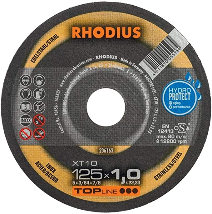RHODIUS Skurðarskífa 125x1.0 Málmar Flöt Top Line