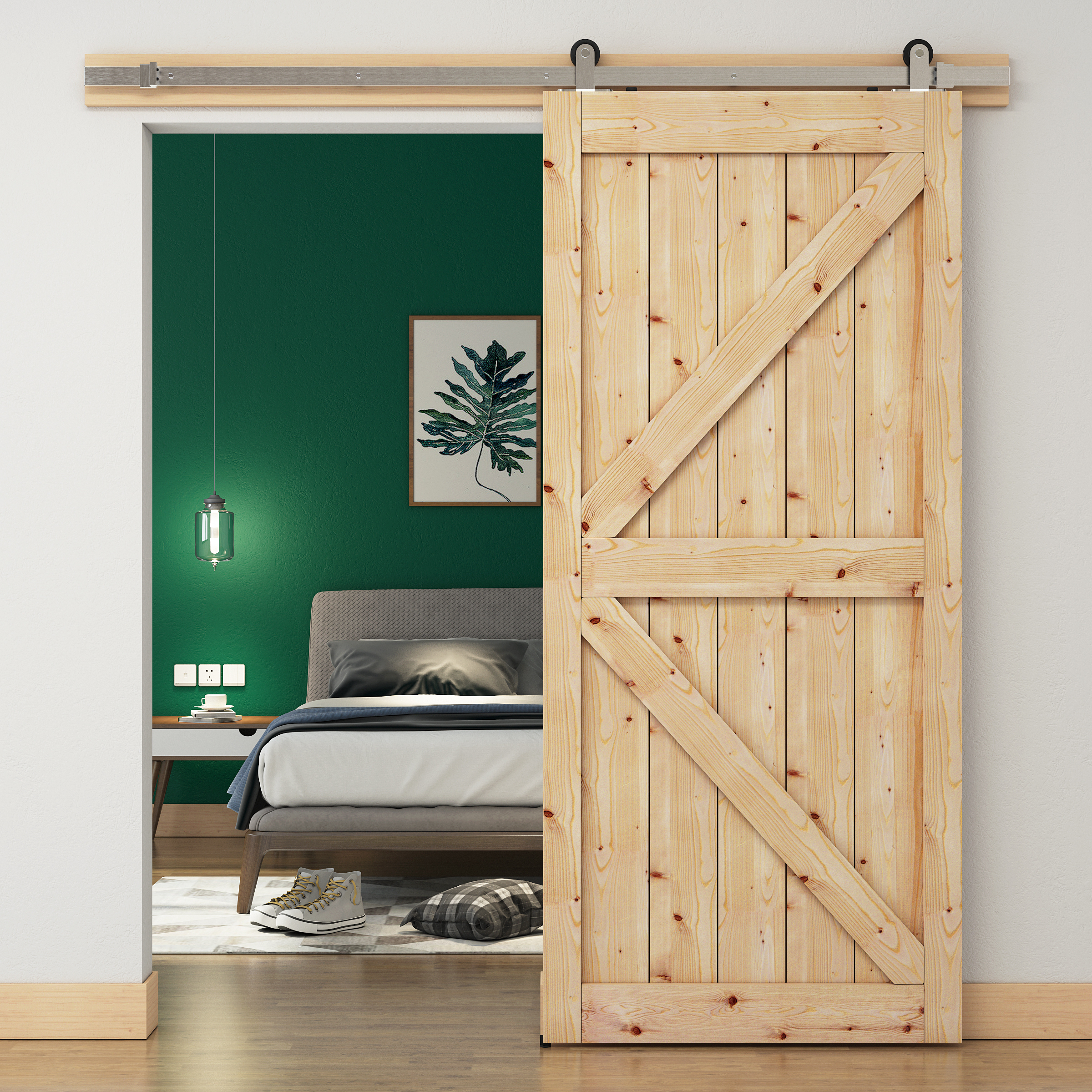 HENDERSON Rennihurðarbraut RUSTIC 80 Ryðfr 2M Mjúklokun Utanáliggjandi TVÖFÖLD