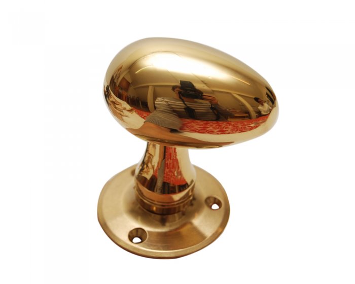 SIBES Hurðarhandfang 680 MP Messing (Egg) með húnarós og lykillaufum f.ABLOY 2014