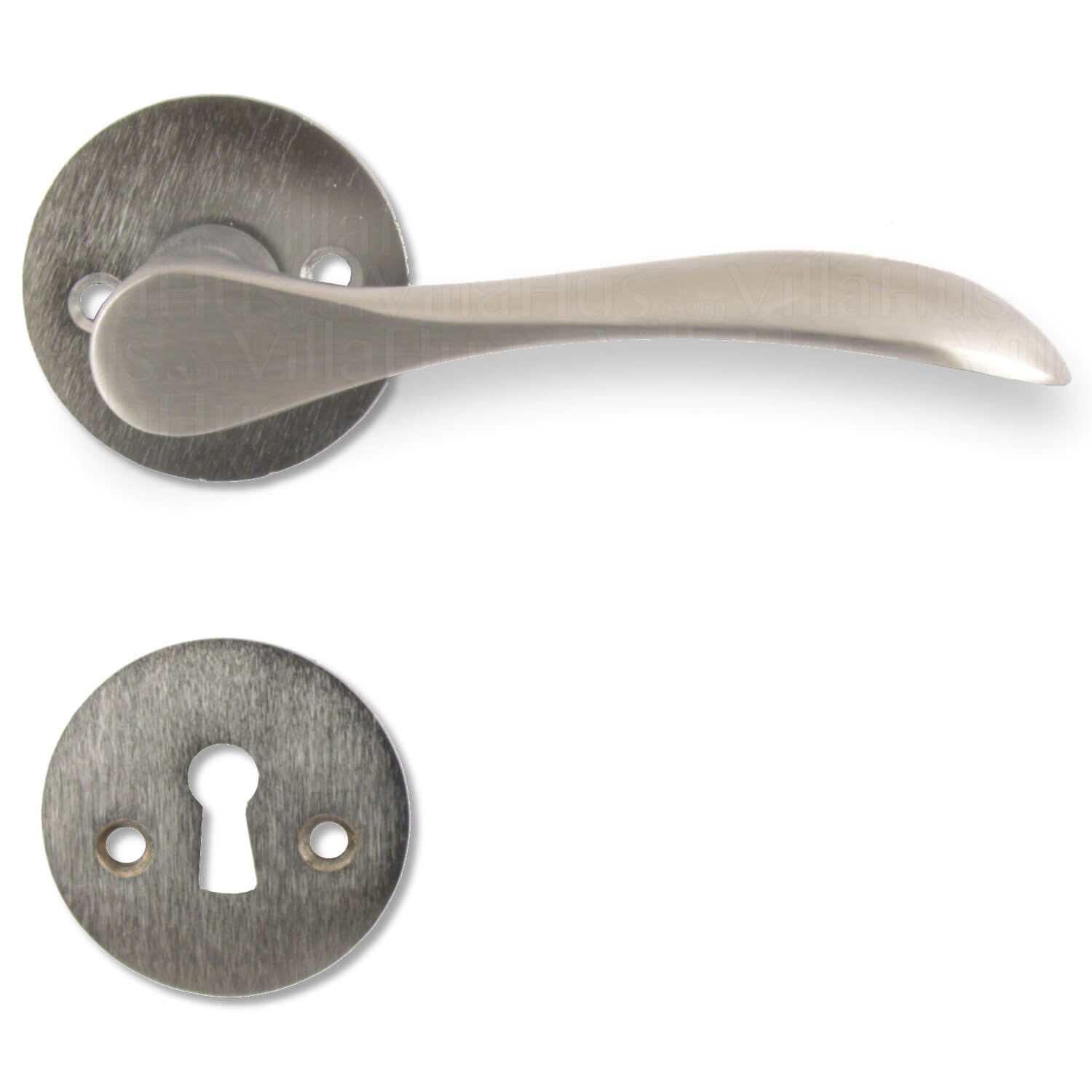 SIBES Hurðarhandfang 341 Bellevue MattNikkel með lykillaufum Fyrir ASSA og Boda læsingar