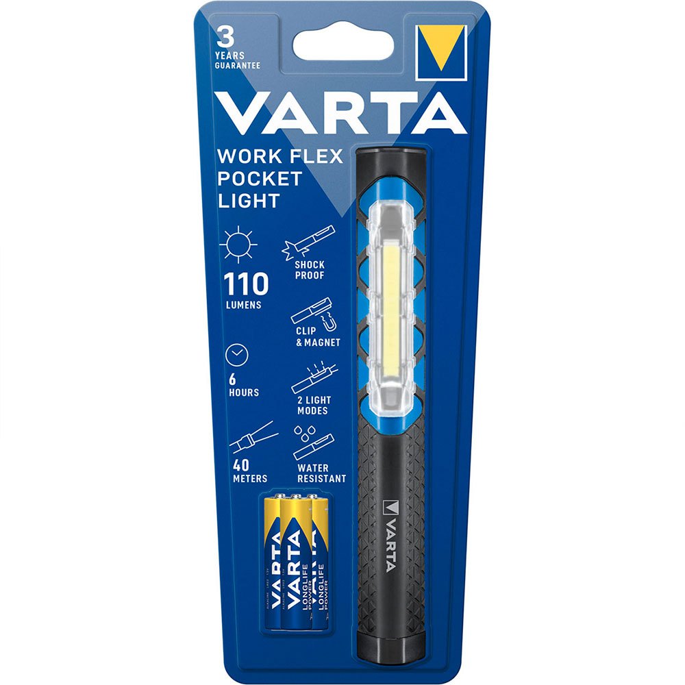 VARTA Vinnuljós Flex Pocket með rafhlöðum IPX4 110 Lumens