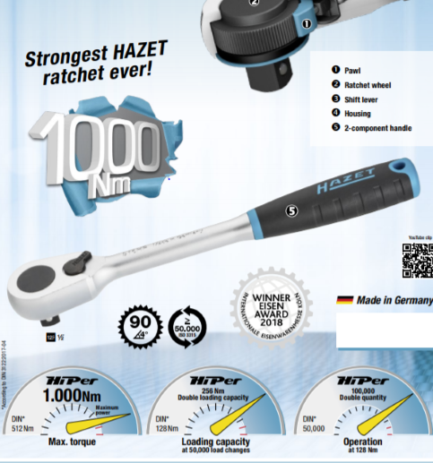 HAZET Skrall 1/2" 1000Nm 916HP HiPer Framleitt í Þýskalandi - Image 3