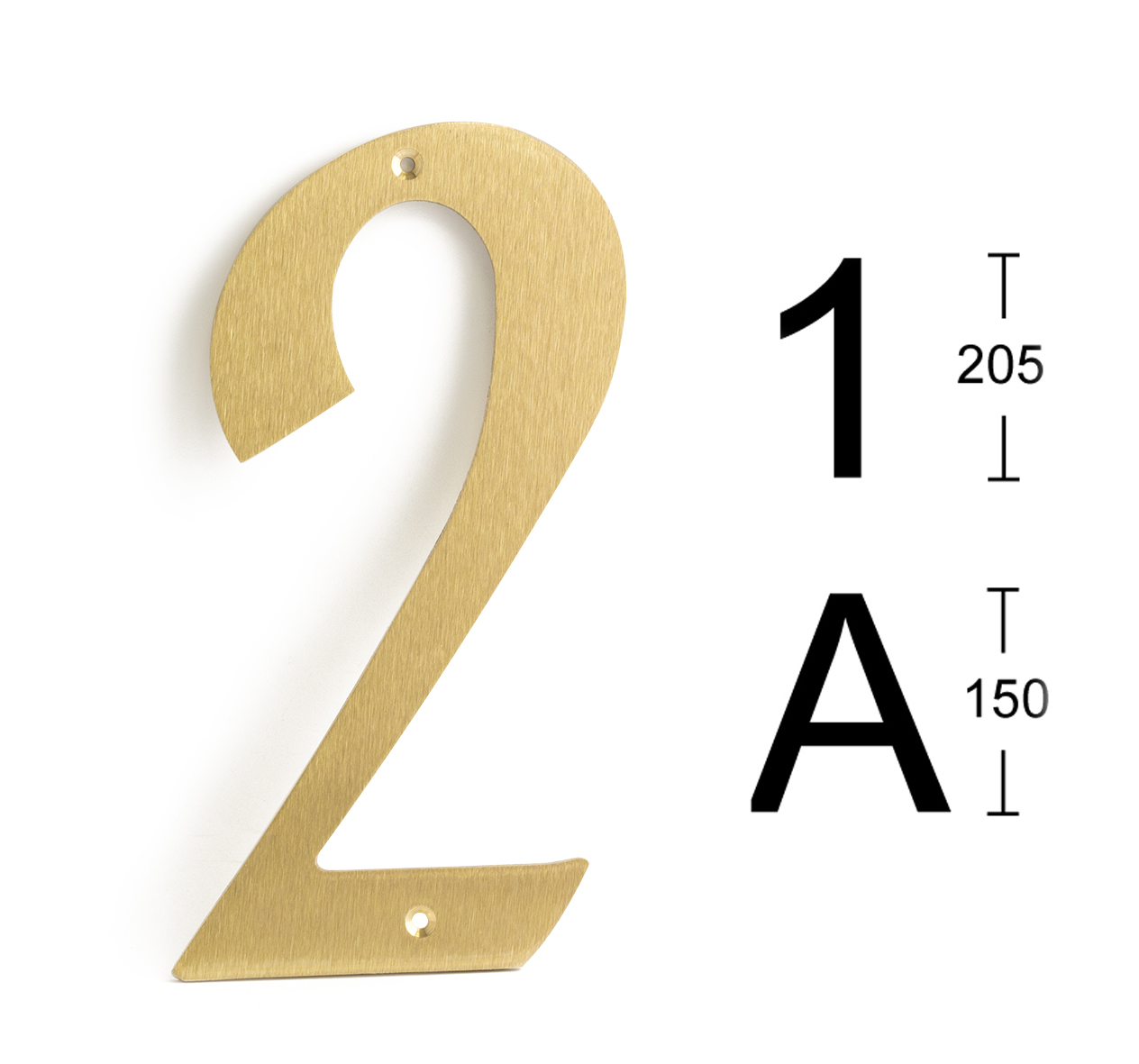 SIBES Húsnúmer nr 2 573 MP1 Mattmessing 205mm