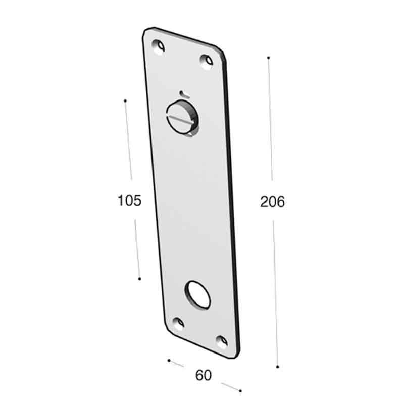 RUKO-LINE Langskilti 60x206mm fyrir Hurðarhandfang + með Vísi fyrir salerni f.ASSA læsingar - Image 2