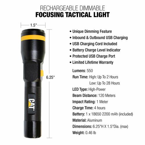 CAT Vasaljós USB Hlaðanlegt 550 Lumen CT2505 Caterpillar - Image 2