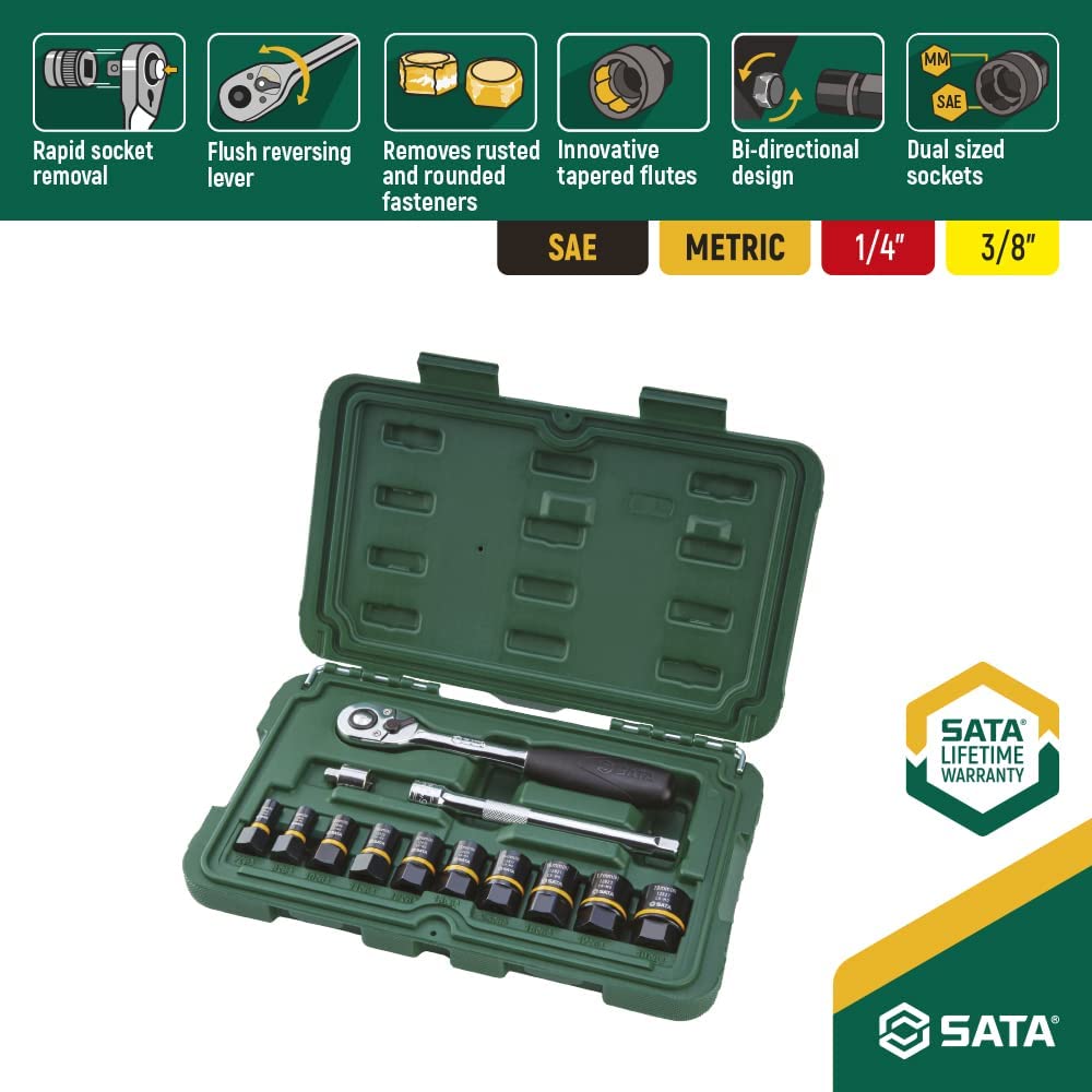 SATA BoltBiter sett 13 stk 1/4"+3/8" - Image 2