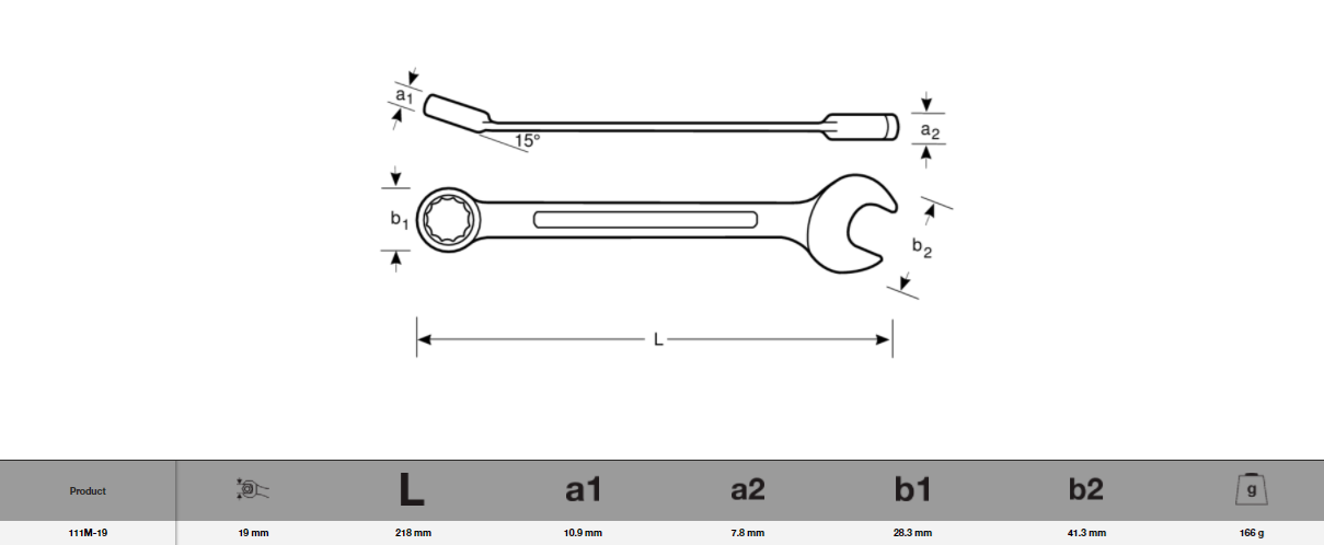 Bahco Fastur Lykill 19mm SB111M-19 - Image 3