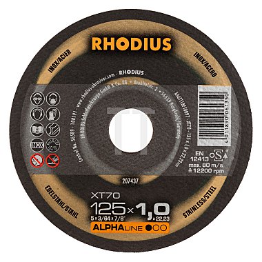 RHODIUS Skurðarskífa 125mm dia 1.0mm þykk ALPHA MADE IN GERMANY