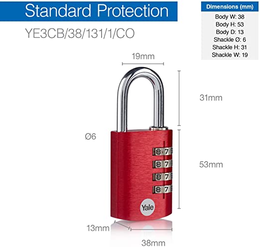 YALE Talnalás 38mm Rauður YE3CB