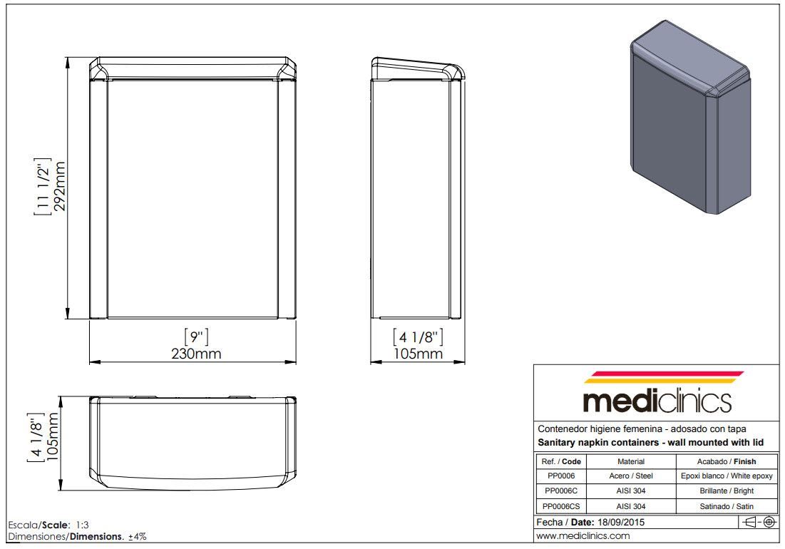 MEDICLINICS Ruslafata fyrir bleyjur á vegg - Image 2