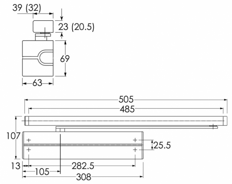 ASSA ABLOY Hurðarpumpa DC340 Silfur BC EN2-6 með olnbogaarm /EN1-4 með sleðaarm - verð er án arms - Image 2