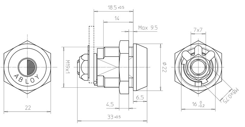 ABLOY Spaðalás fyrir spaða CL104C 33mm -ath án spaða- - Image 2