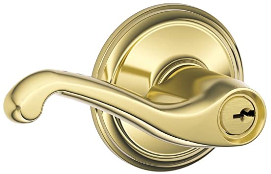 SCHLAGE Hurðarhandfang Flair Glans Messing Lykillæst (Kúluhúnaúrtak)