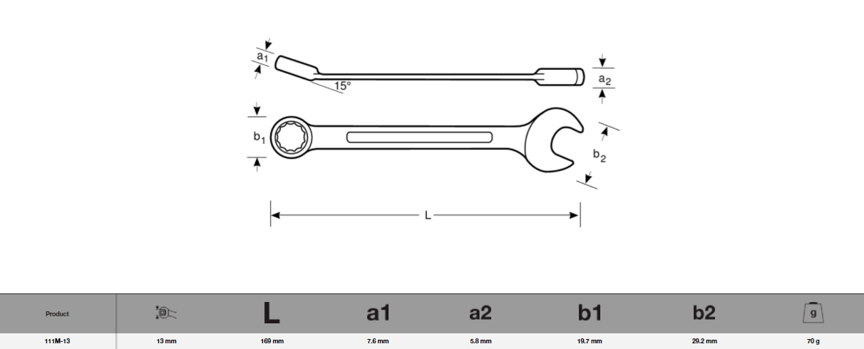 Bahco Fastur Lykill 13mm SB111M-13