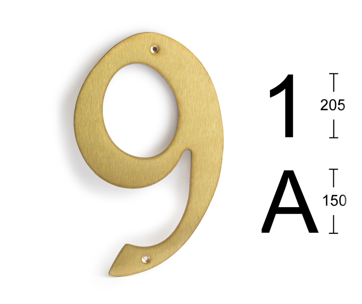 SIBES Húsnúmer nr 9 573 MP1 Mattmessing 205mm