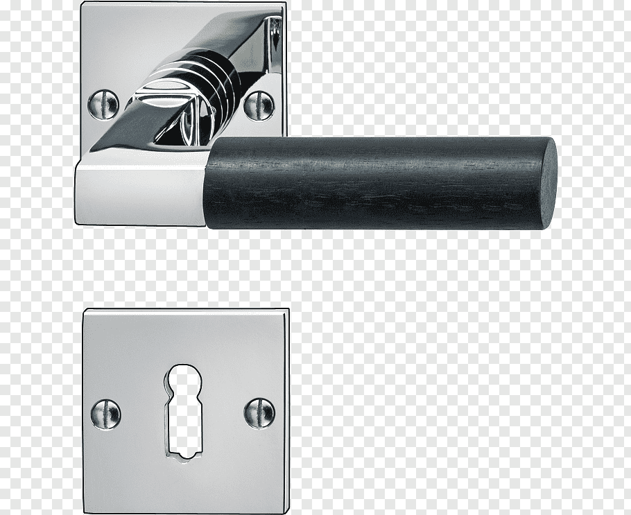 P. BISSCHOP Hurðarhandfang 1936 Nikkel/Svart með lykillaufum Kantað Fyrir Þýskar læsingar Bauhaus