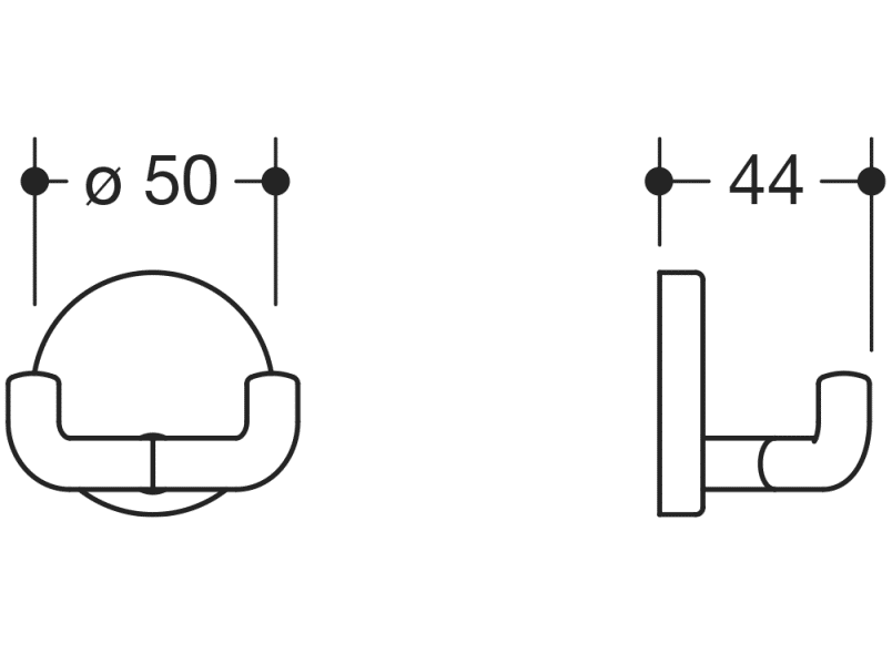 HEWI Snagi Tvöfaldur Polymid Hvítur Matt 477.90B025.98 - Image 2