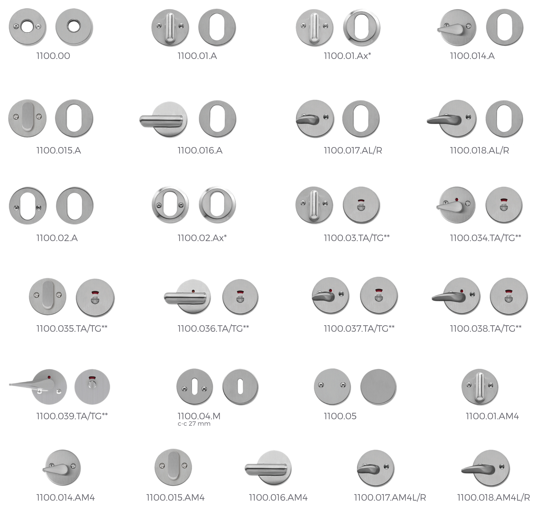 RANDI Lykillauf Ryðfr Sjánlegar skrúfur f.ASSA/Boda læsingar