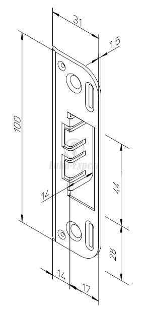 ABLOY Slúttjárn 0045 Z Zink án skrúfa - Image 2