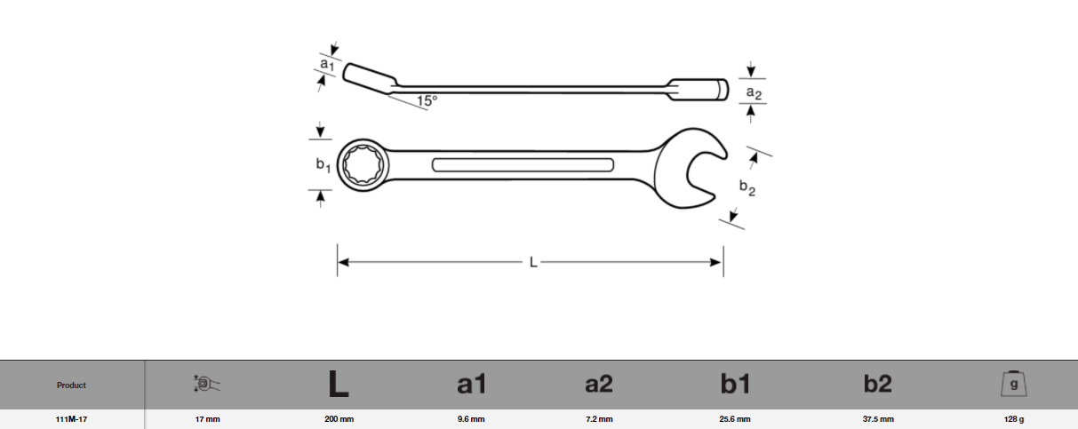 Bahco Fastur Lykill 17mm SB111M-17 - Image 3
