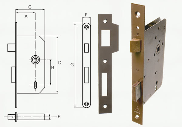 IPA BESLAG Láshús Danziger Vinstri Brúnt (fyrir gamlar hurðir)