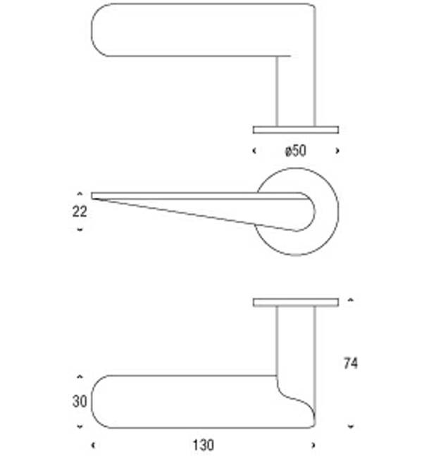 FROST Hurðarhandfang HB101 SMALL Ryðfr A1007SB Fyrir ASSA/Boda og Þýskar læsingar - Image 2