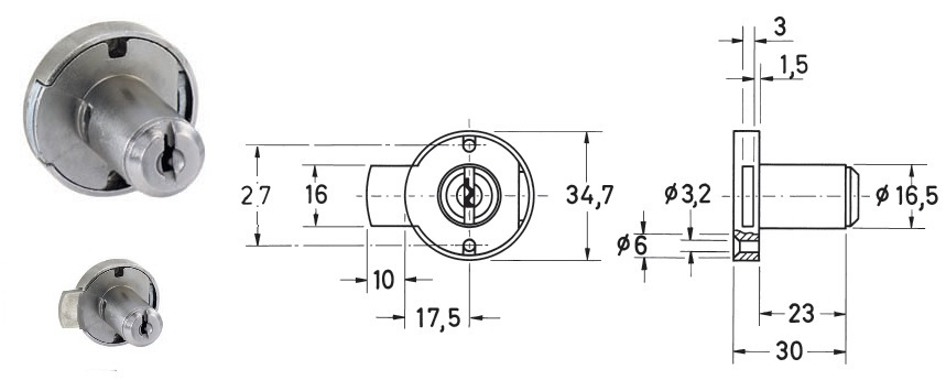 JUNIE Húsgagnalæsing 3001.17002 Nikkel