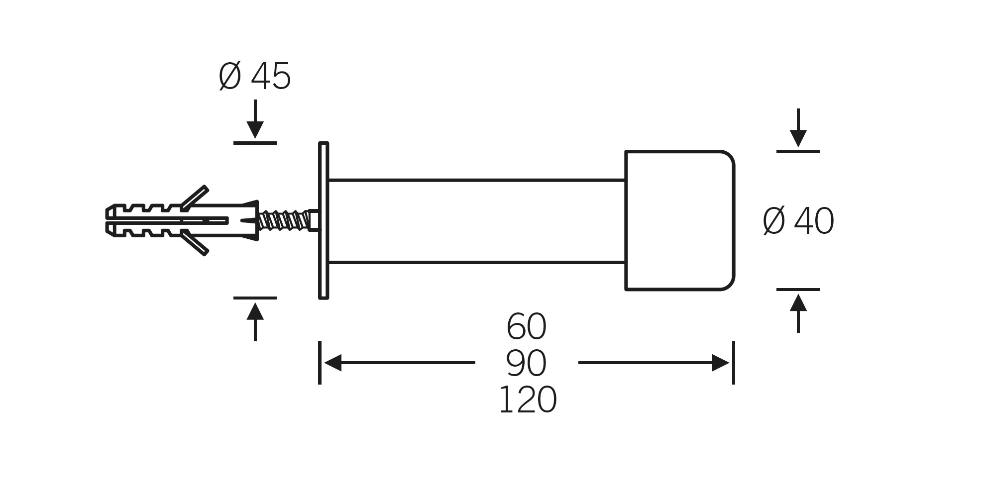 FSB Hurðarstoppari Vegg 3880 6204 90mm Ryðfrítt stál - Image 2