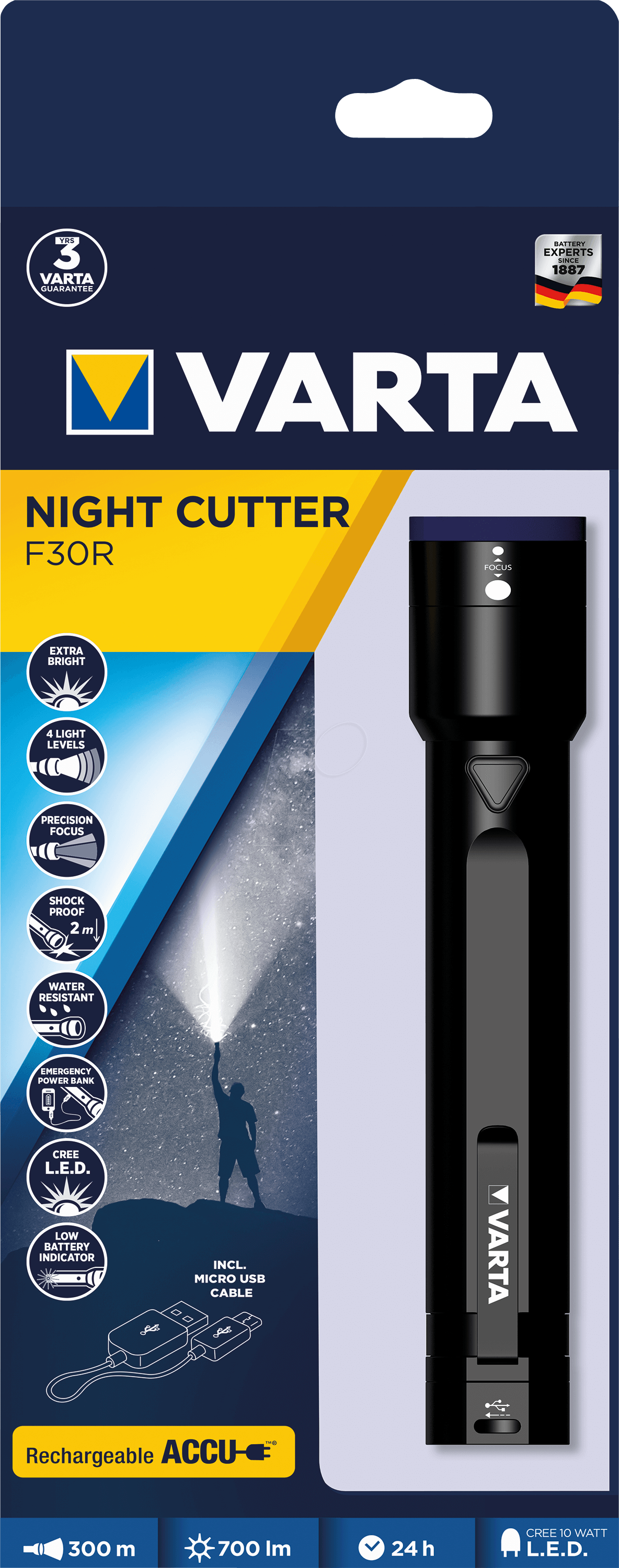 VARTA Vasaljós Night Cutter 700 Lumens F30R - Image 2