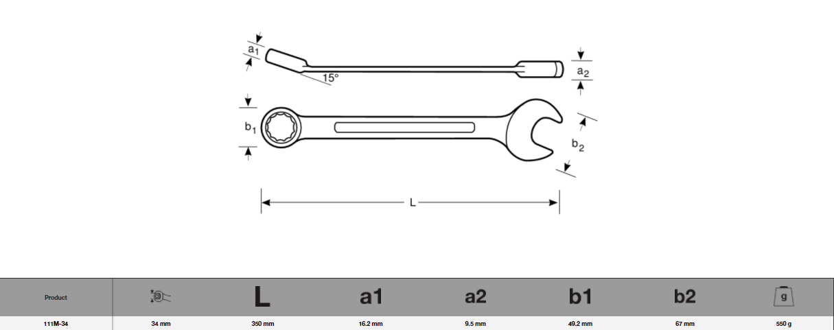 Bahco Fastur Lykill 34mm SB111M-34 - Image 3