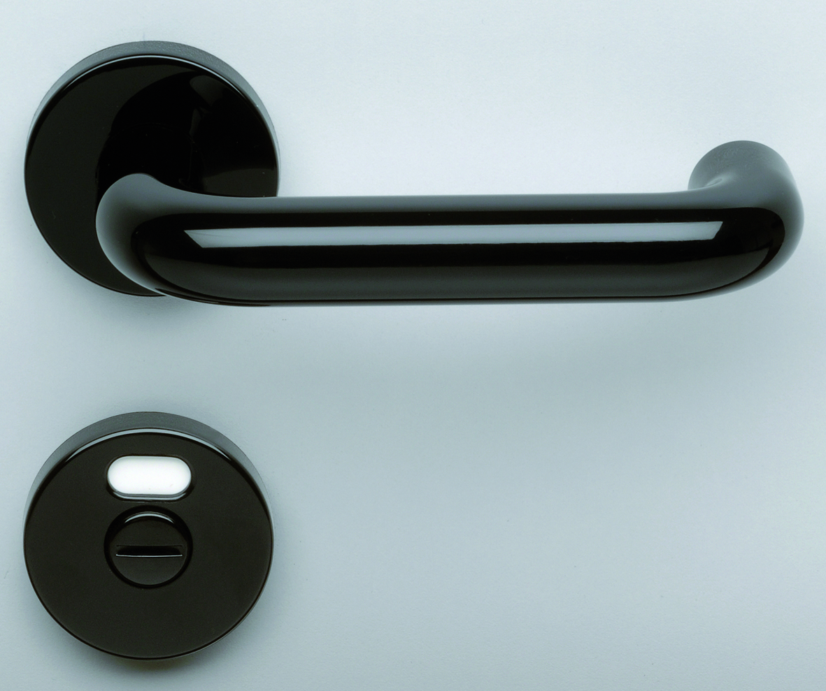 NORMBAU Hurðarh Svartur Nylon m.wc sett 23mm Fyrir Þýskar læsingar