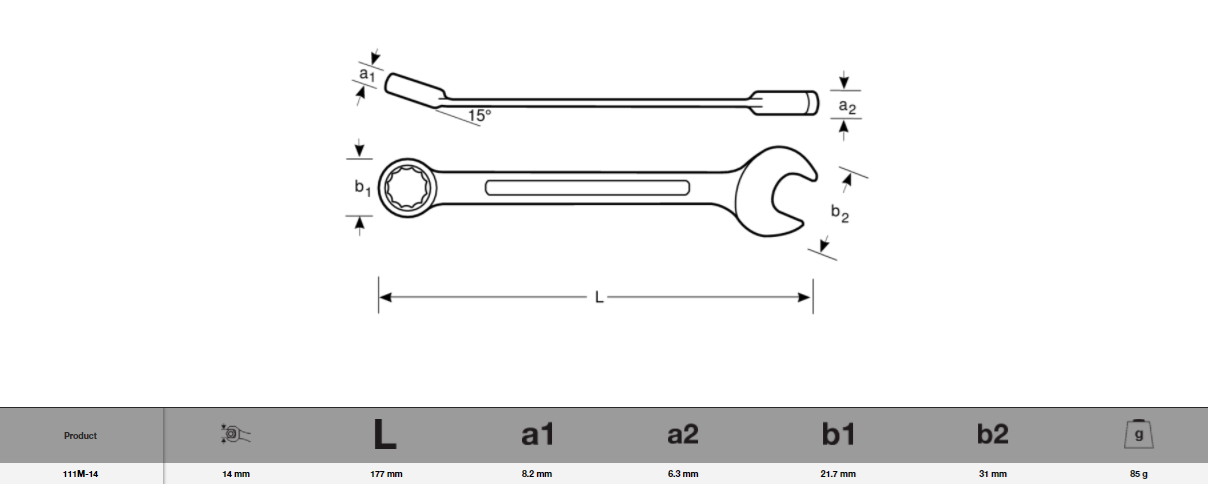 Bahco Fastur Lykill 14mm SB111M-14