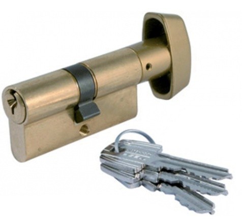 TESA Syl/Sn EP 30/35 Mattmessing Euro Profile sylinder með snerli 35mm snerilmegin