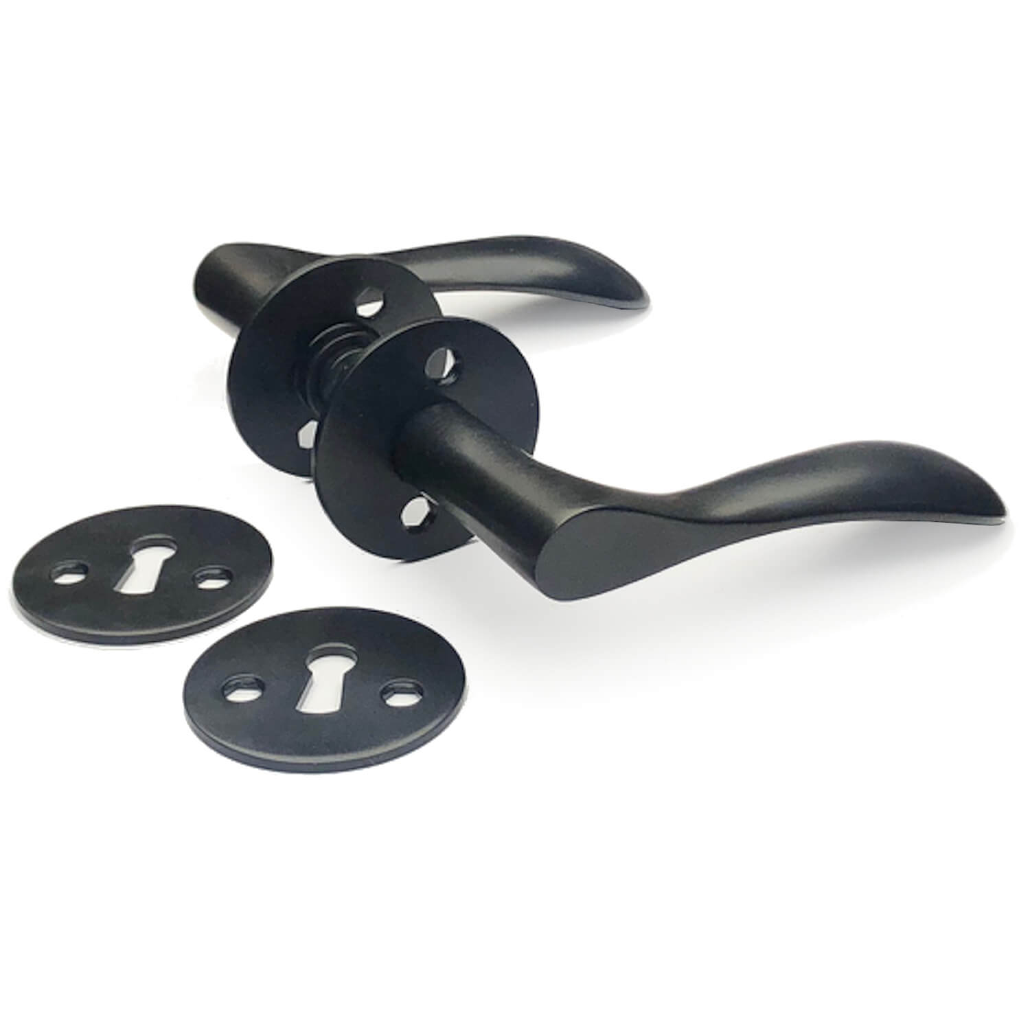 SIBES Hurðarhandfang 341 Bellevue Svart með lykillaufum Fyrir ASSA og Boda læsingar