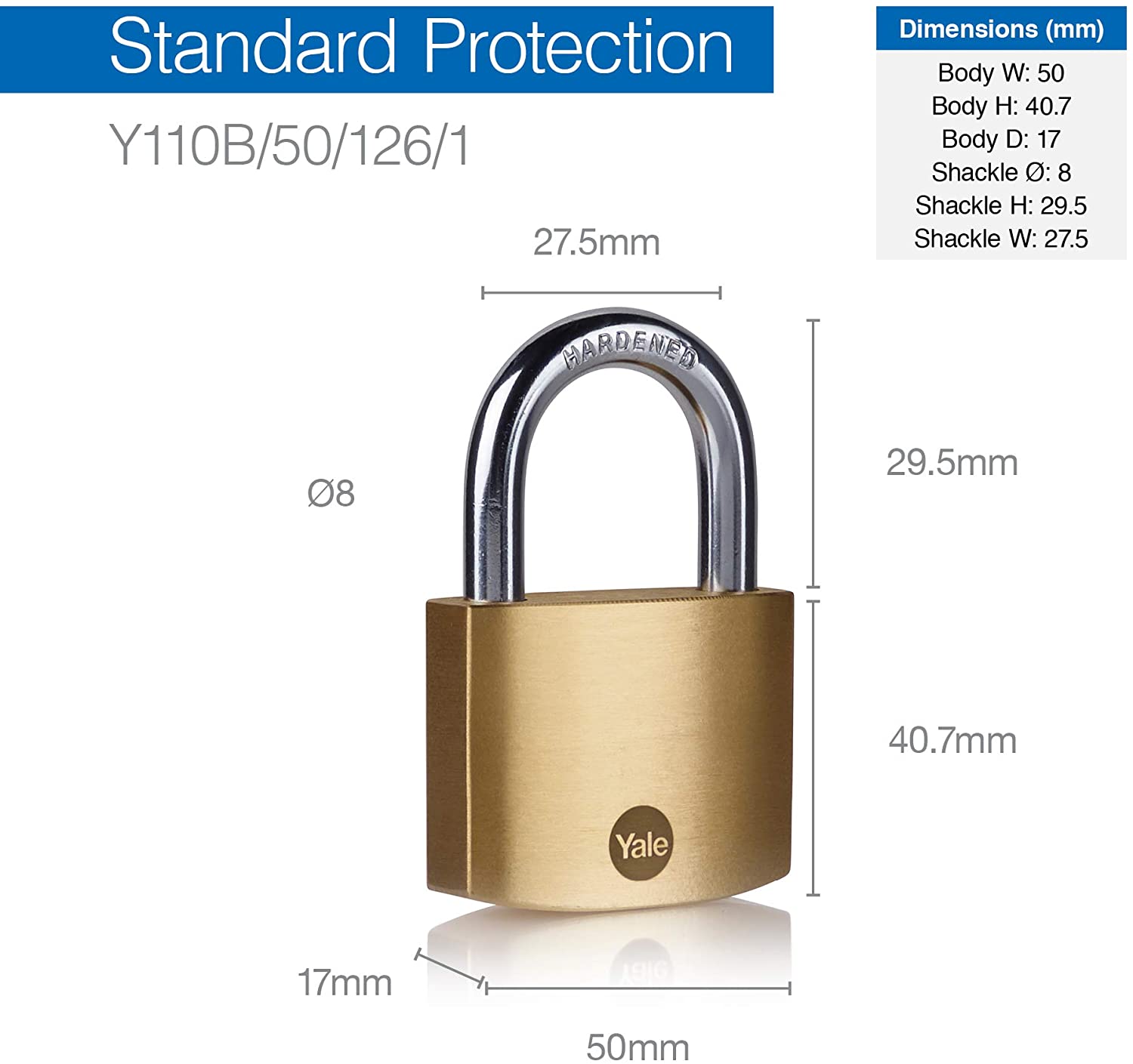 YALE Hengilás 50mm Messing Y110B/50/126/1