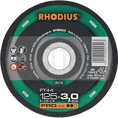 RHODIUS Skurðarskífa 125x3.0 Stein Pro Flöt