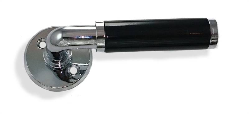 SIBES Hurðarhandfang Malmö Króm /Svart með lykillaufum fyrir ASSA og Boda Læsingar 383