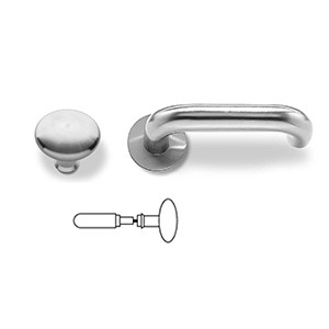 RANDI Hurðarhandfang + Kúluhúnn (fastur) U 19mm Ryðfr Stál - Image 3