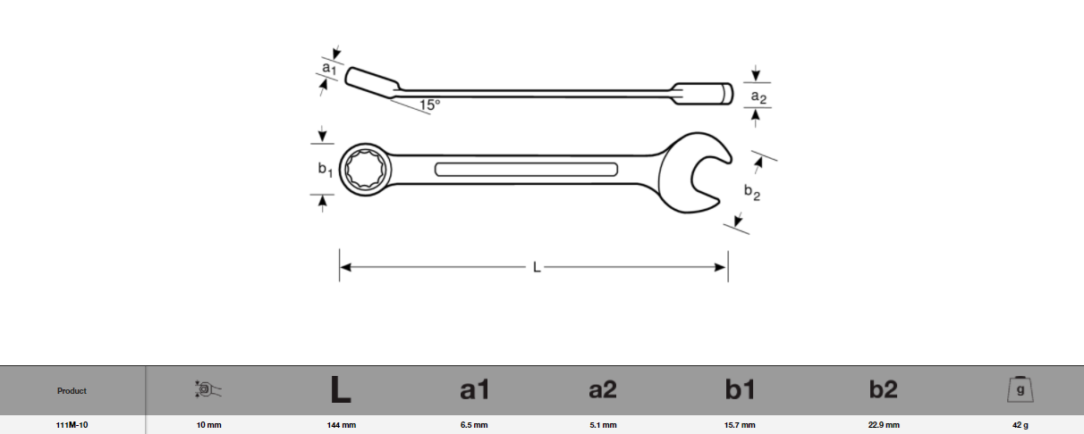 Bahco Fastur Lykill 10mm SB111M-10 - Image 3
