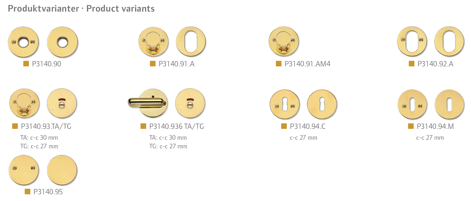 RANDI Lykillauf P3140.94.M CLASSIC LINE Messing Fyrir Boda læsingu