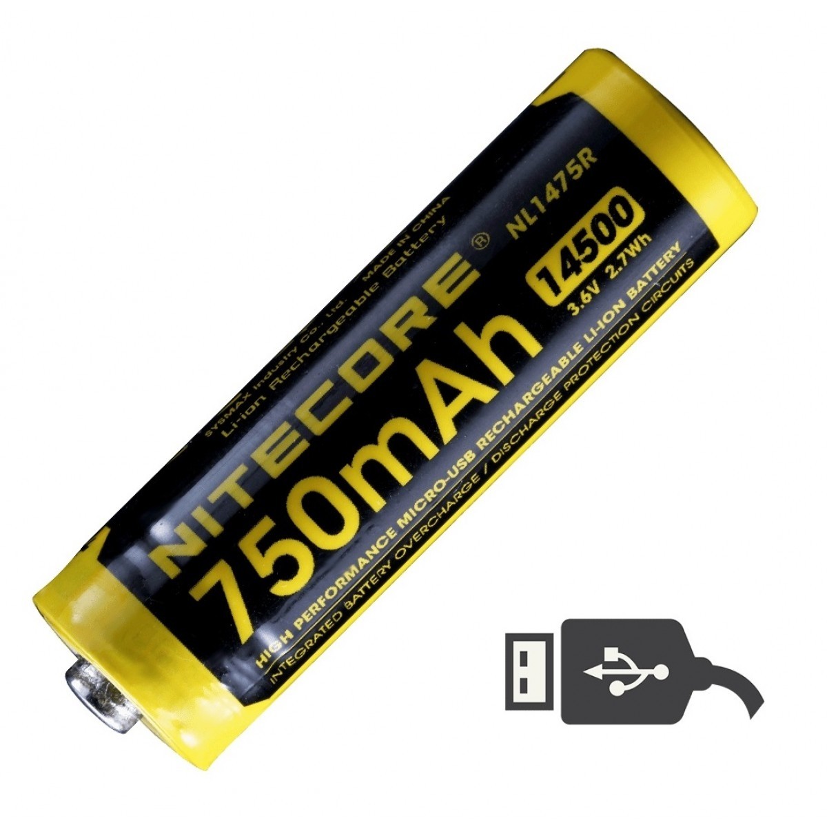 NITECORE Rafhlaða hleðslu 14500 750mAh USB