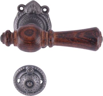 SIBES Hurðarhandfang 670 brúnt + Svart m. lykillaufum