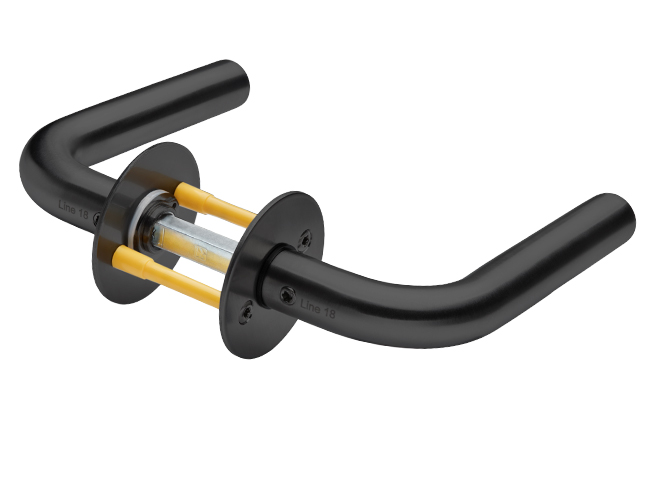 Line 18 Hurðarhandfang J laga 18mm Svart fyrir ASSA Læsingar 7021.24 Line 18 frá Randi