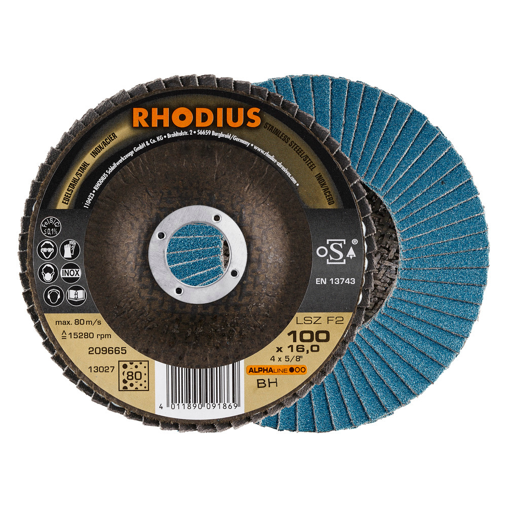 RHODIUS Flipaskífa 125mm Grit 80 ALPHA MADE IN GERMANY